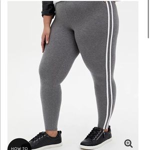 Premium Leggings Side Stripe Heather Grey